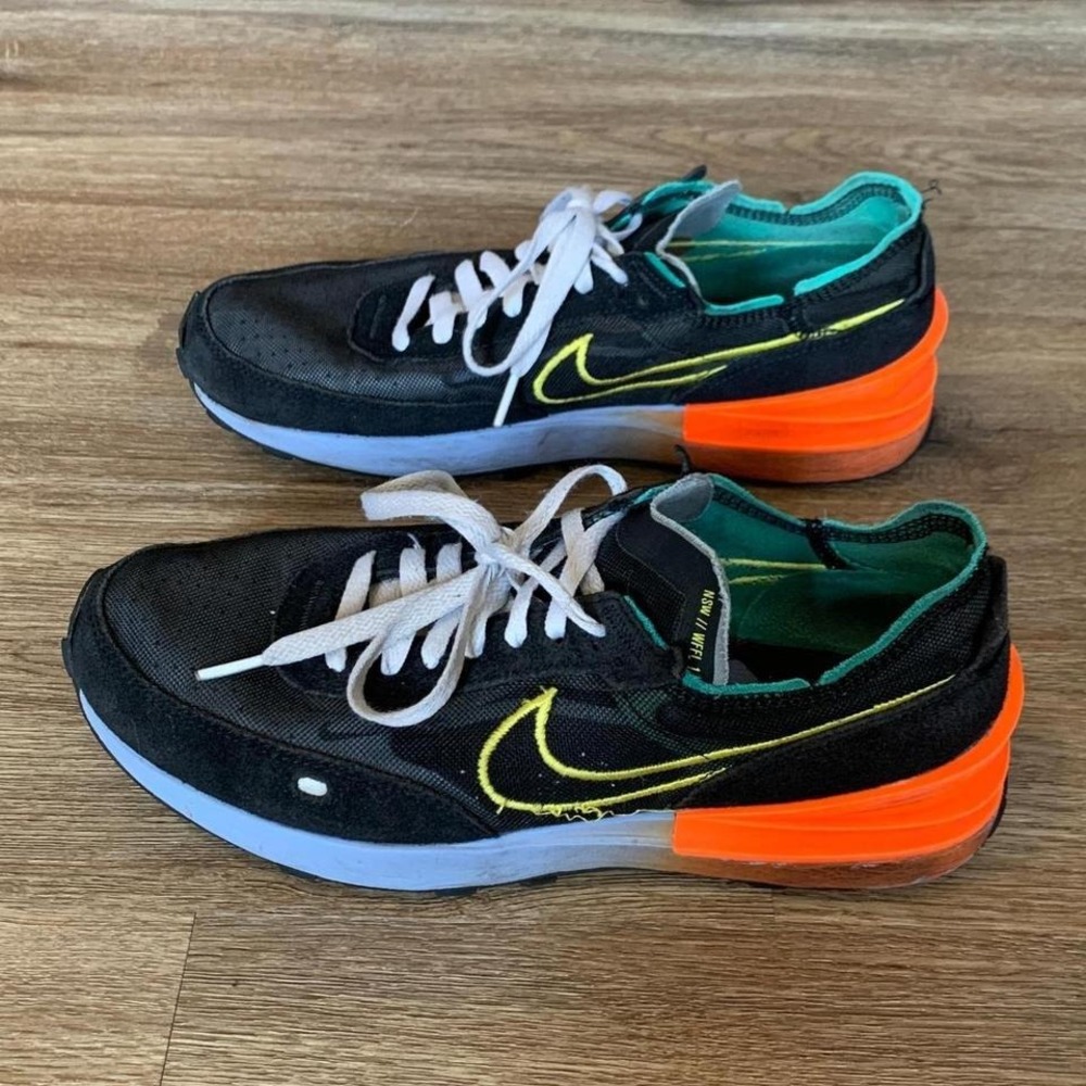 Nike Waffle One "Peace and Unity" sneakers in black orange blue - size 9.5 mens